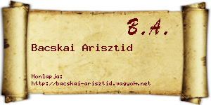 Bacskai Arisztid névjegykártya